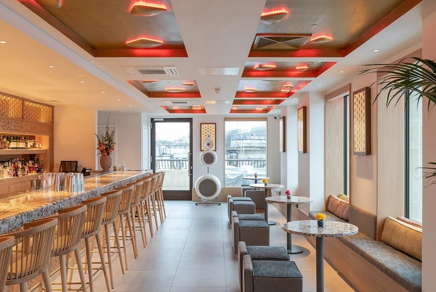 Bisushima restaurant interior pictured in The Architecture of Sound.