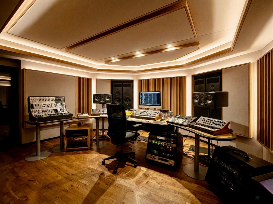 Recording studio control-room interior pictured in the book.